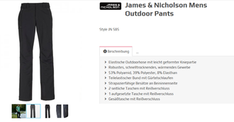 James & Nicholson Mens Outdoor Pants   Style JN 585